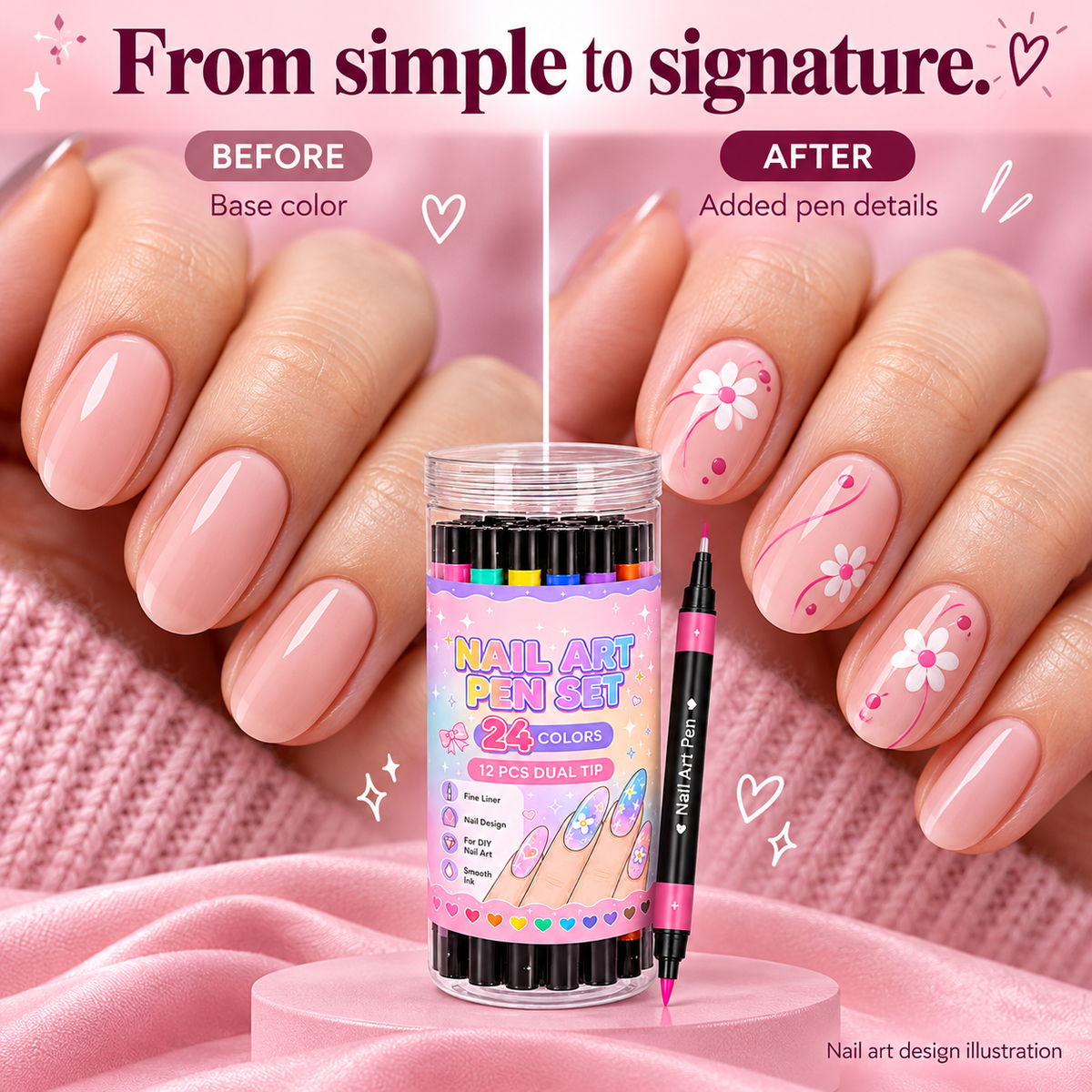 24-Color Dual-Tip Nail Art Pen Set