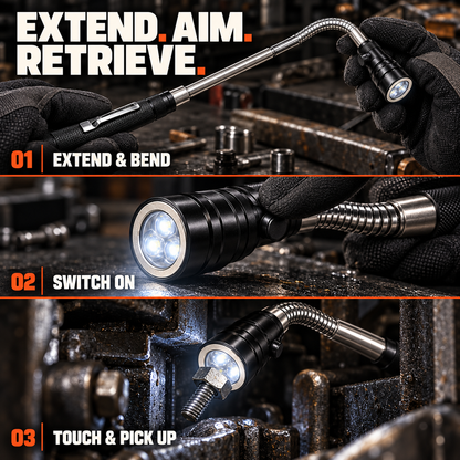 Dual-End Magnetic Telescopic LED Inspection Flashlight