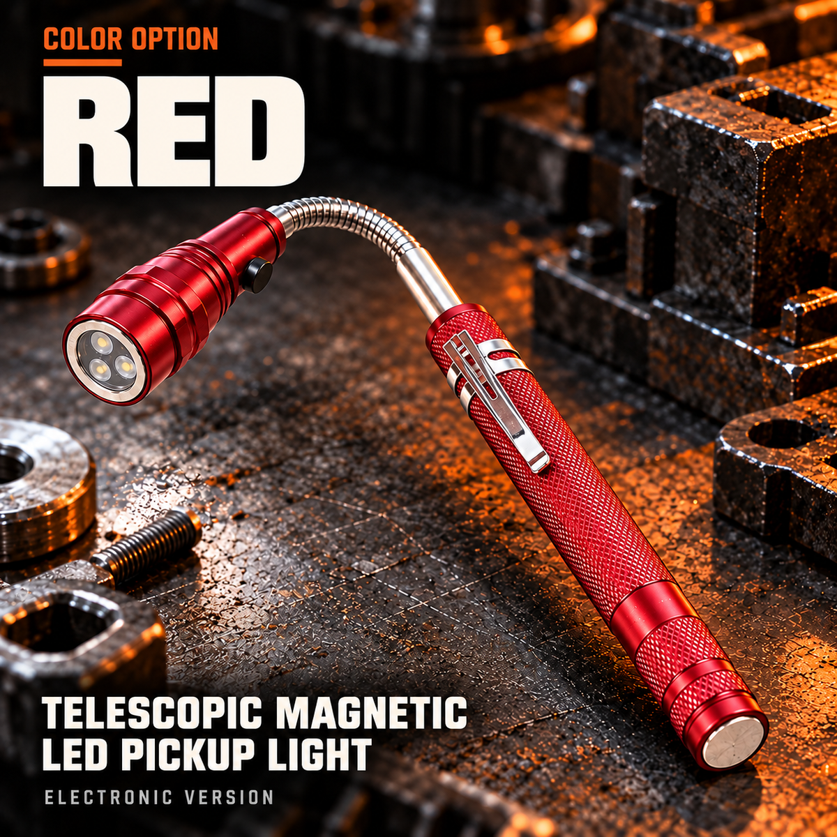 Dual-End Magnetic Telescopic LED Inspection Flashlight
