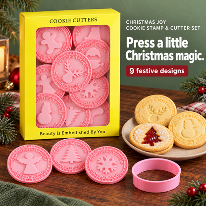 Christmas Joy 9-Design Cookie Stamp & Cutter Set