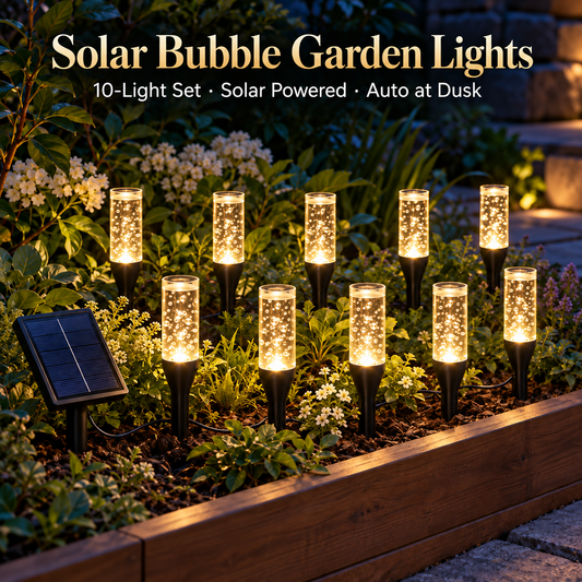 Solar Bubble Garden Lights — 10 Lights + 1 Solar Panel