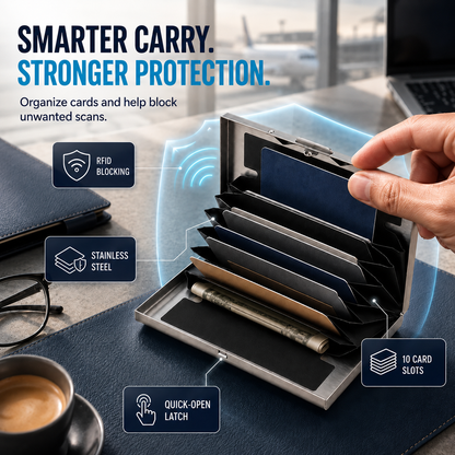 10-Card RFID Blocking Stainless Steel Wallet🔒