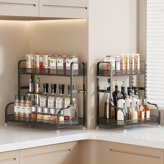 2-Tier Kitchen Countertop Spice & Condiment Organizer Rack