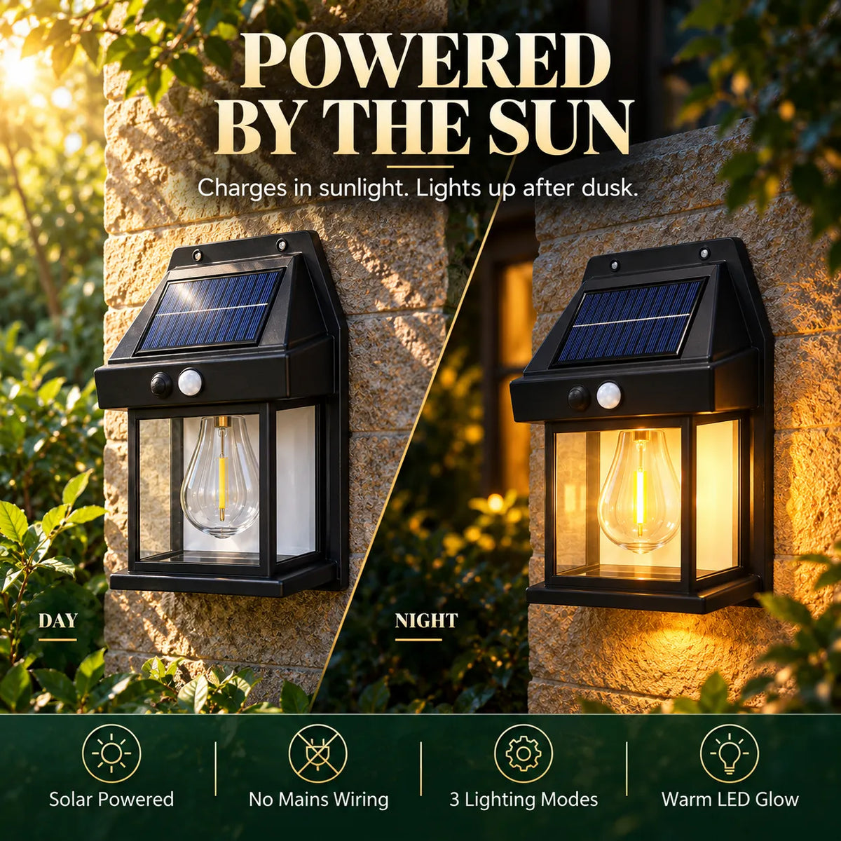 Solar Motion Sensor Wall Lantern