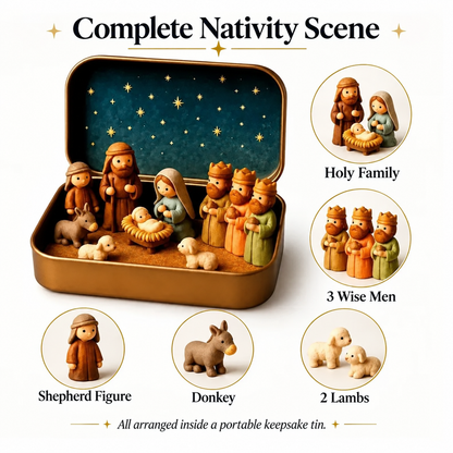 ✝️ Nativity Scene Keepsake Tin — Pocket-Sized Christmas Holy Family Set