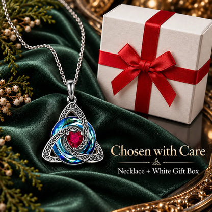 Celtic Trinity Knot Birthstone-Inspired Necklace + Free White Gift Box