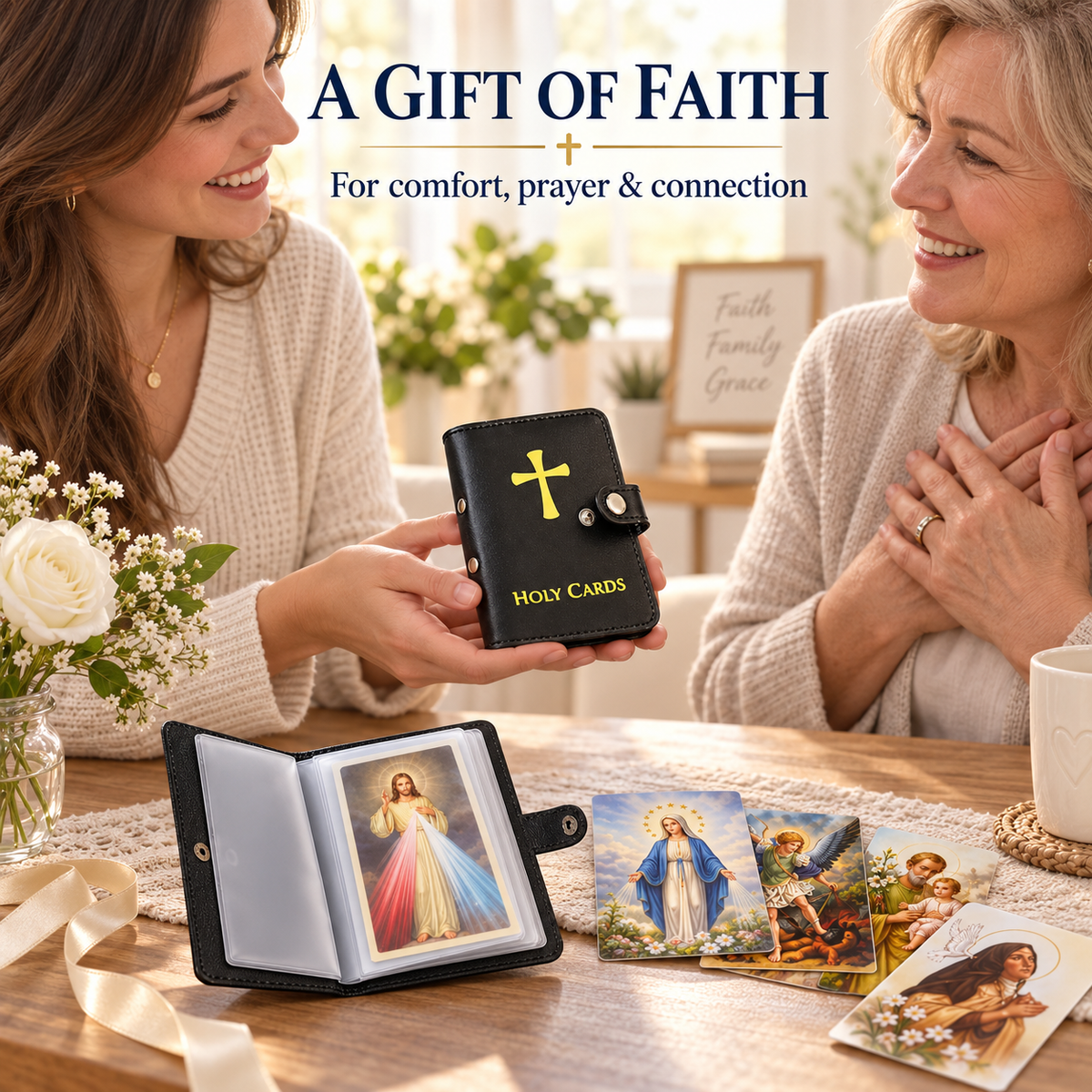 Carry the Light — Black Holy Card Holder + 54 Prayer Cards