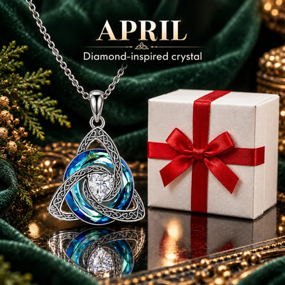 Celtic Trinity Knot Birthstone-Inspired Necklace + Free White Gift Box