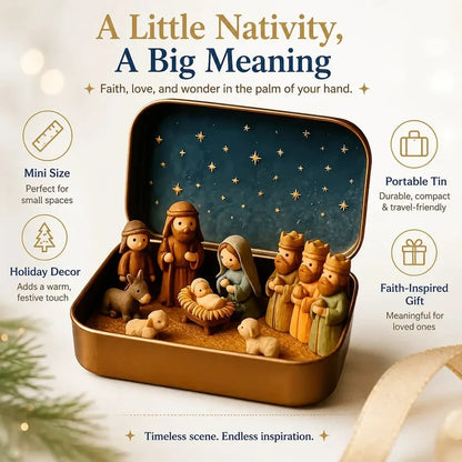 ✝️ Nativity Scene Keepsake Tin — Pocket-Sized Christmas Holy Family Set
